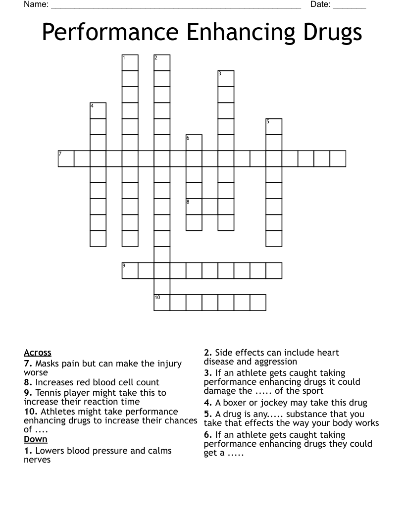 Performance Enhancing Drugs Crossword