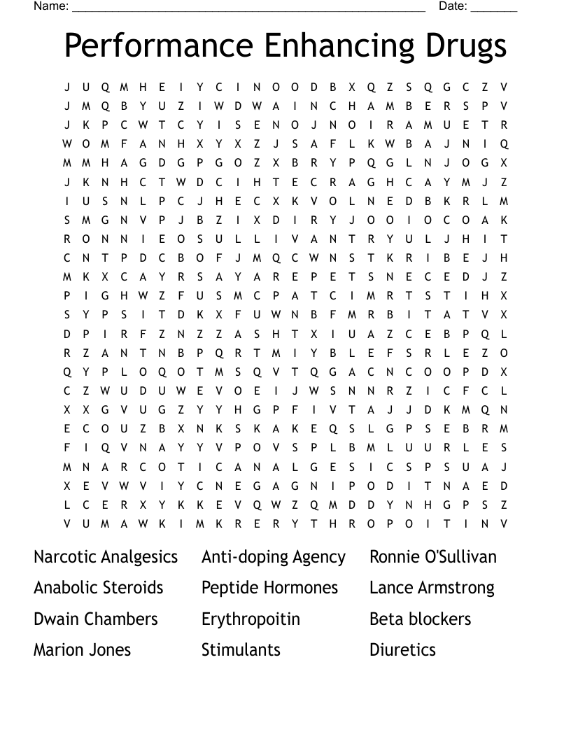Performance Enhancing Drugs  Word Search