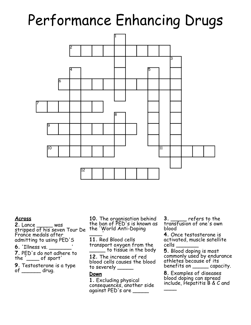 Performance Enhancing Drugs  Crossword