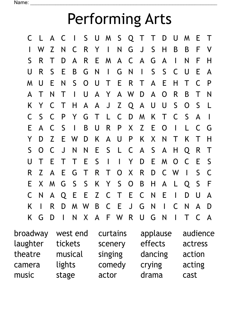 Performing Arts Word Search