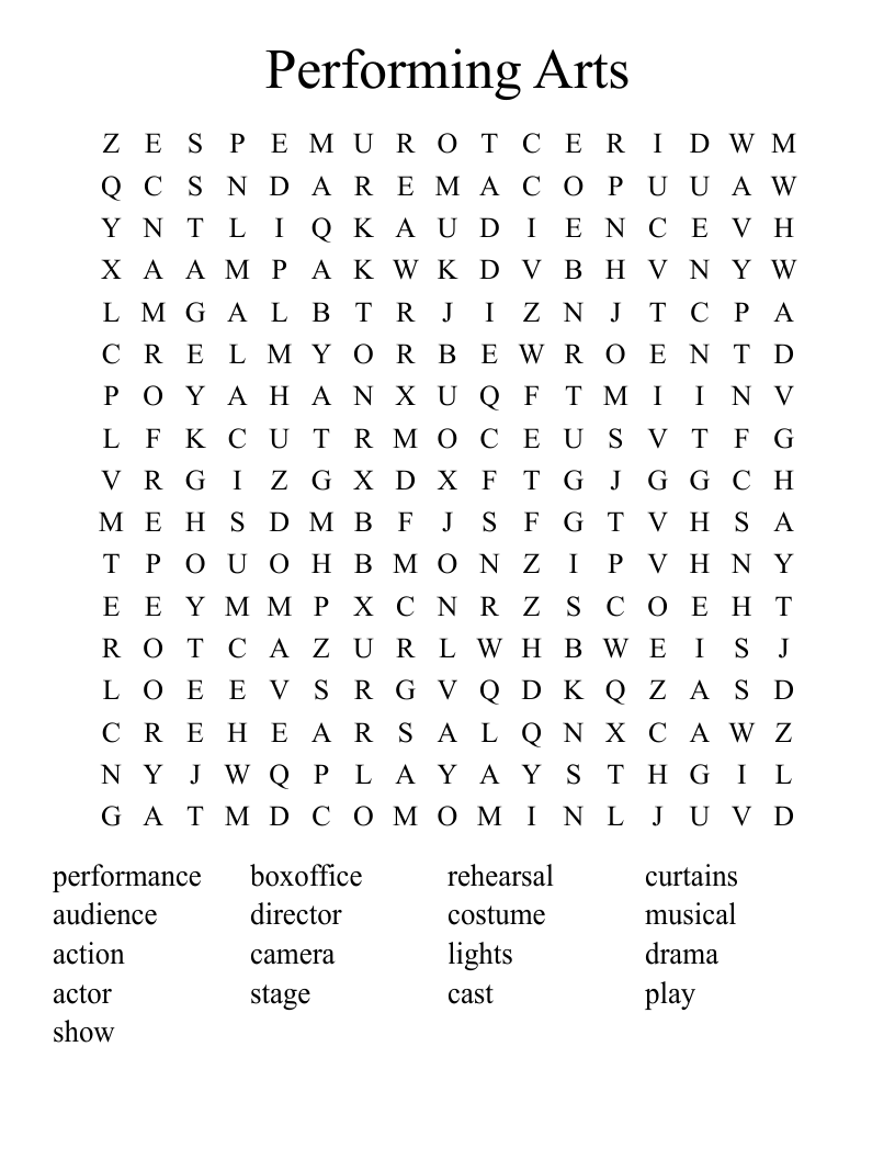 Performing Arts Word Search
