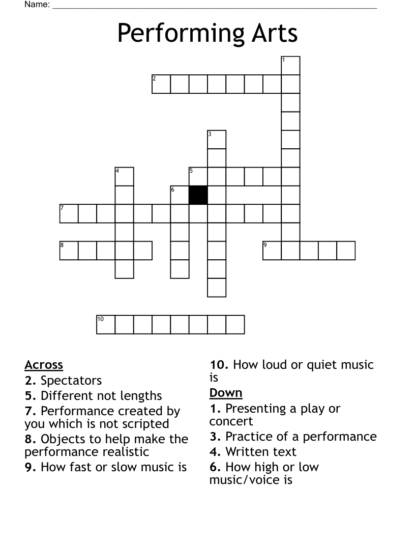 Performing Arts Crossword