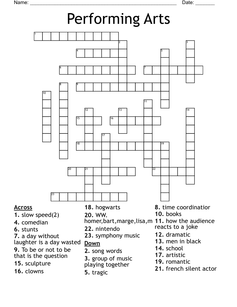 Performing Arts  Crossword