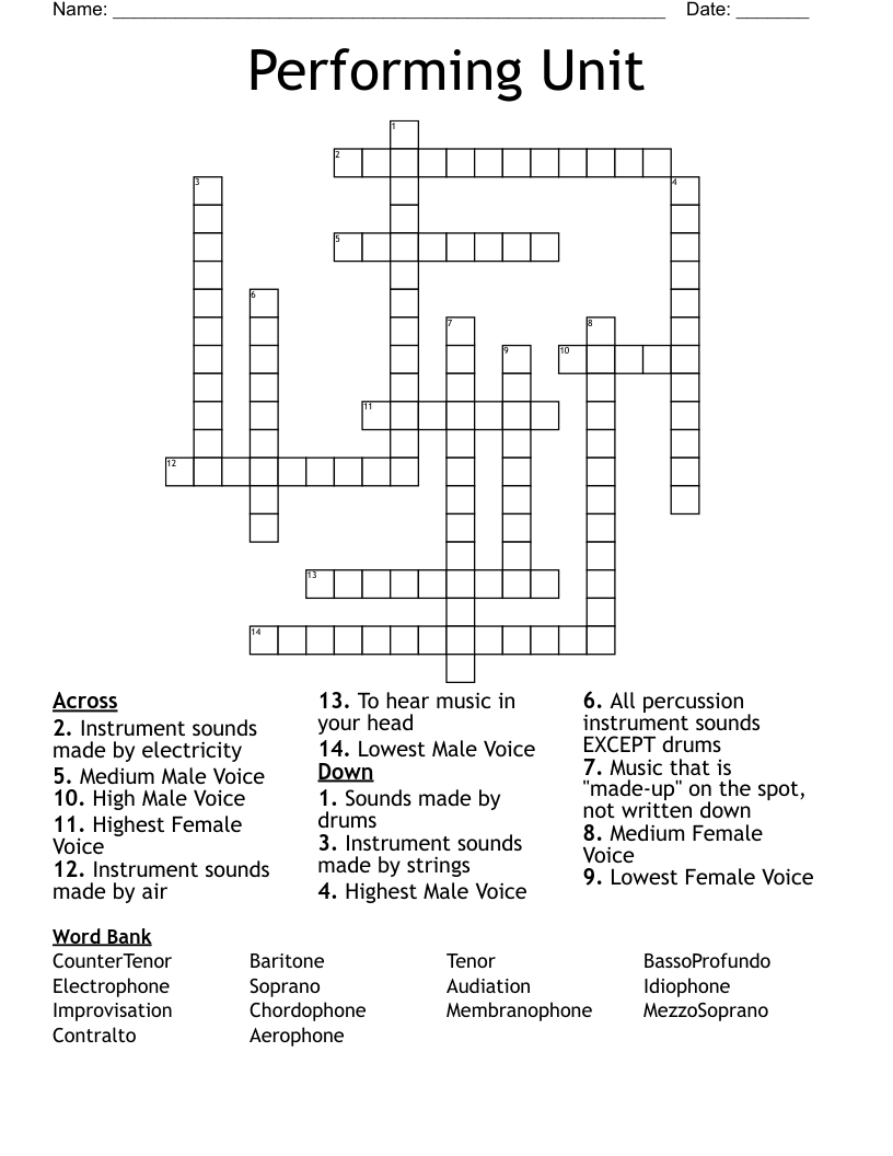 Performing Unit  Crossword