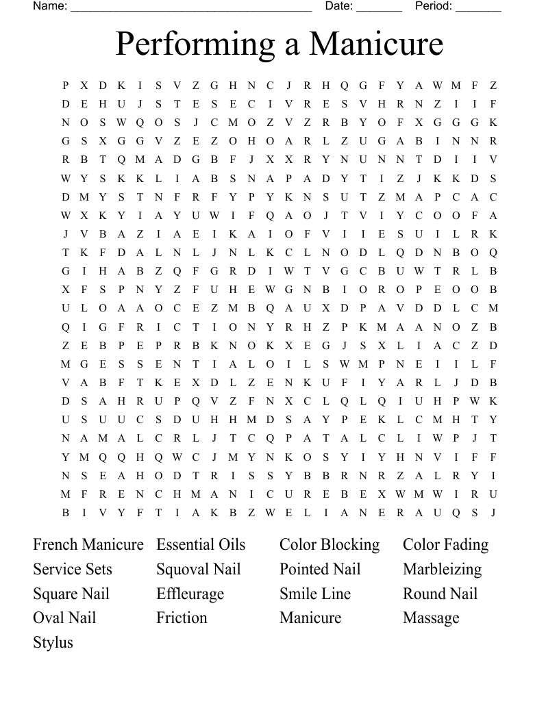 Performing a Manicure Word Search