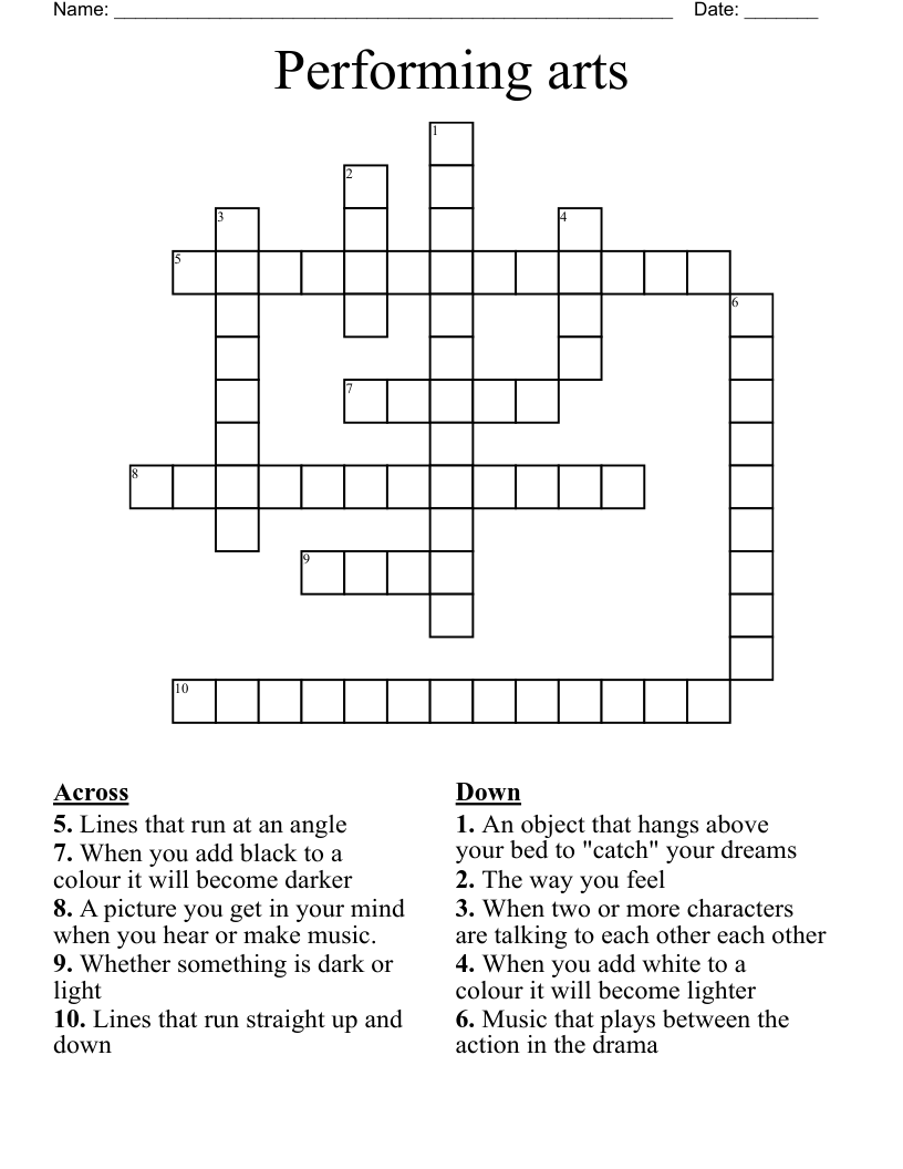 Performing arts Crossword