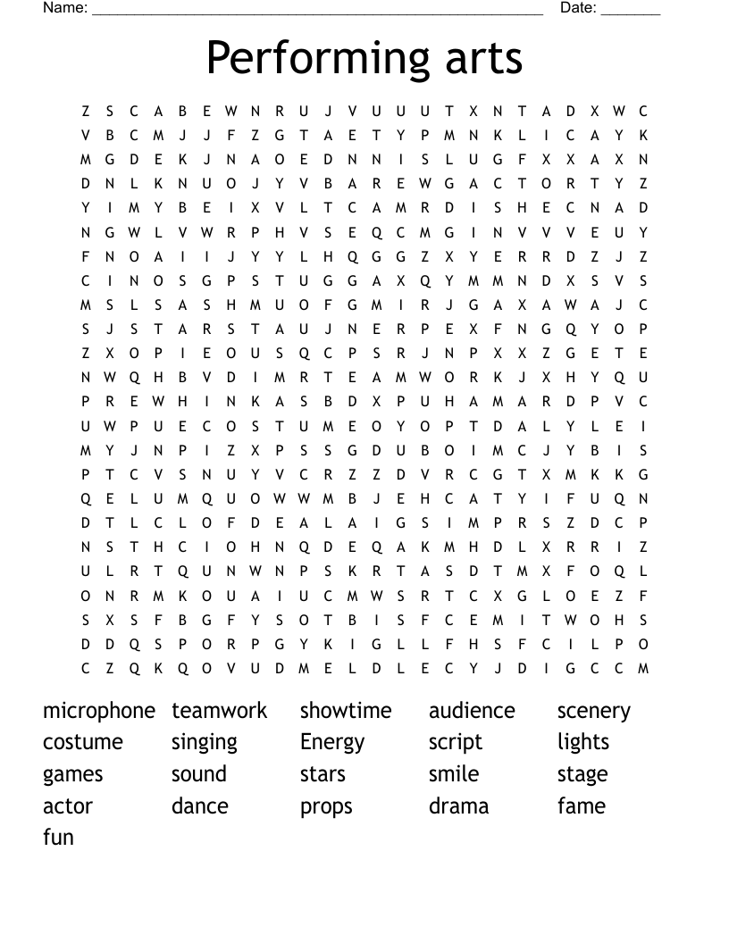 Performing arts Word Search