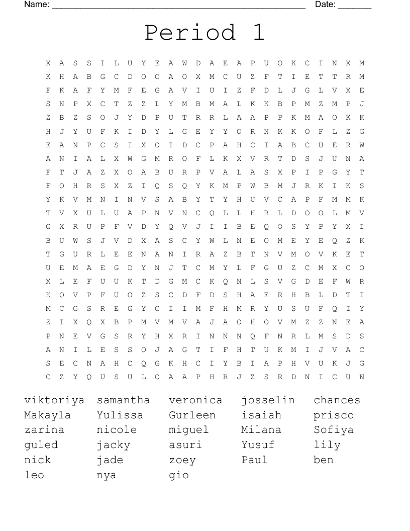 Period 1 Word Search
