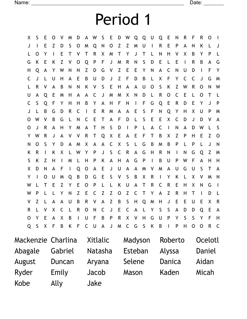 Period 1 Word Search