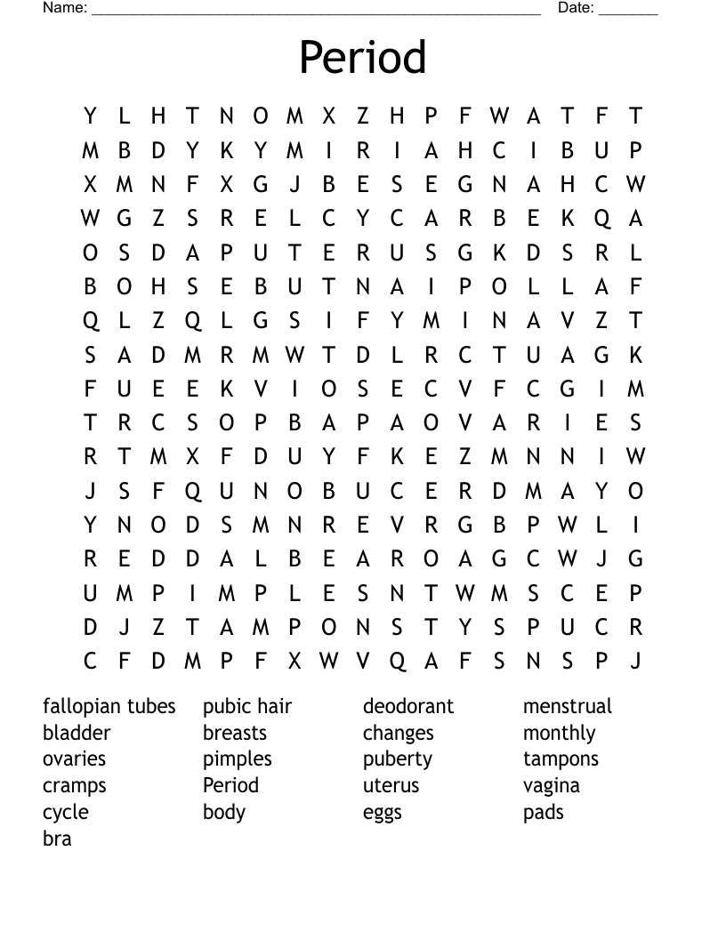Period Word Search
