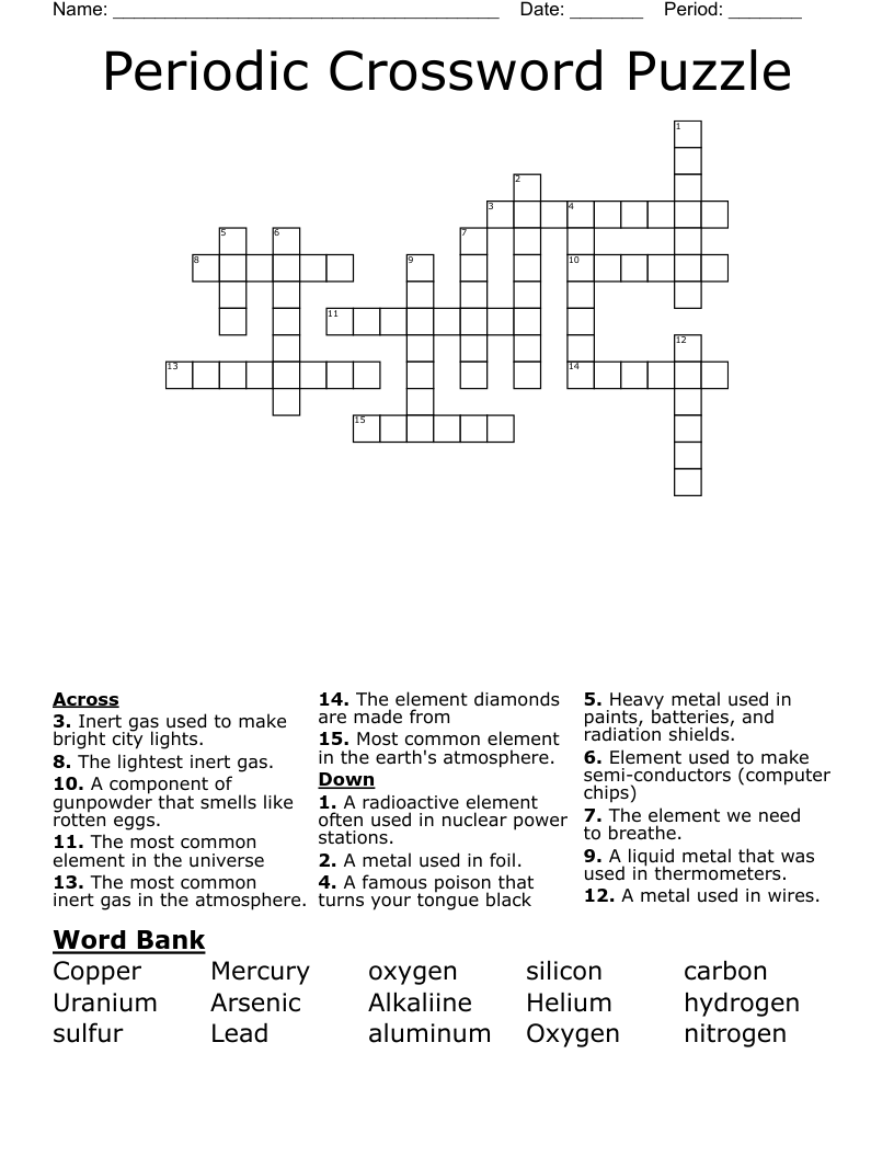 Periodic Crossword Puzzle 