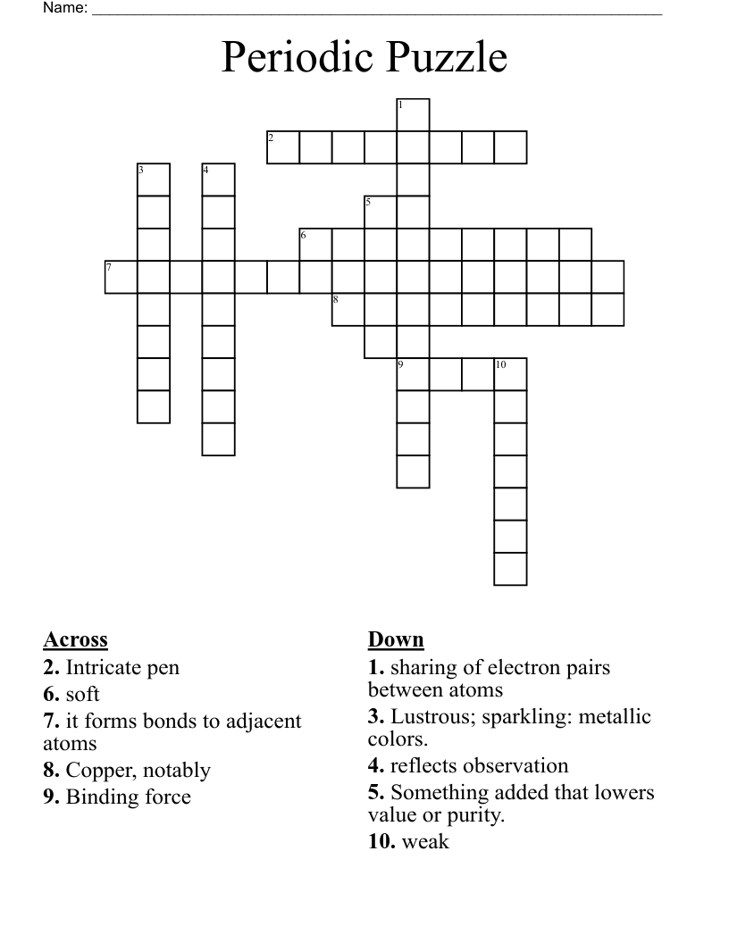 Periodic Puzzle Crossword