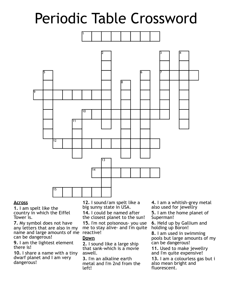 Periodic Table Crossword