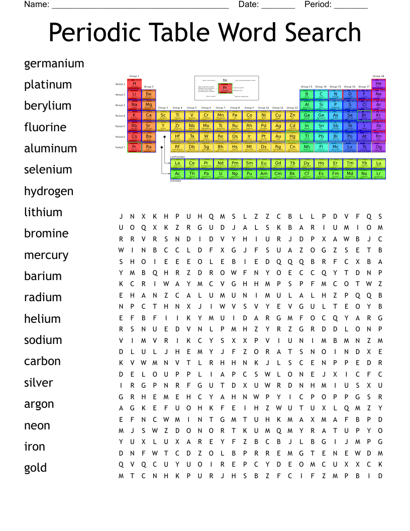 Periodic Table Word Search
