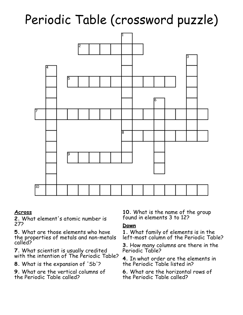 Periodic Table (crossword puzzle)