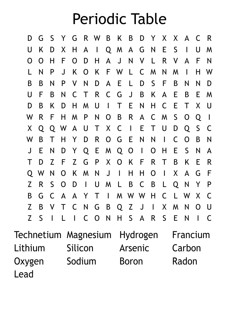 Periodic  Table  Word Search