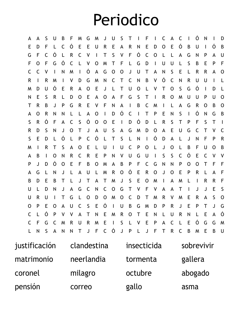 Periodico Word Search
