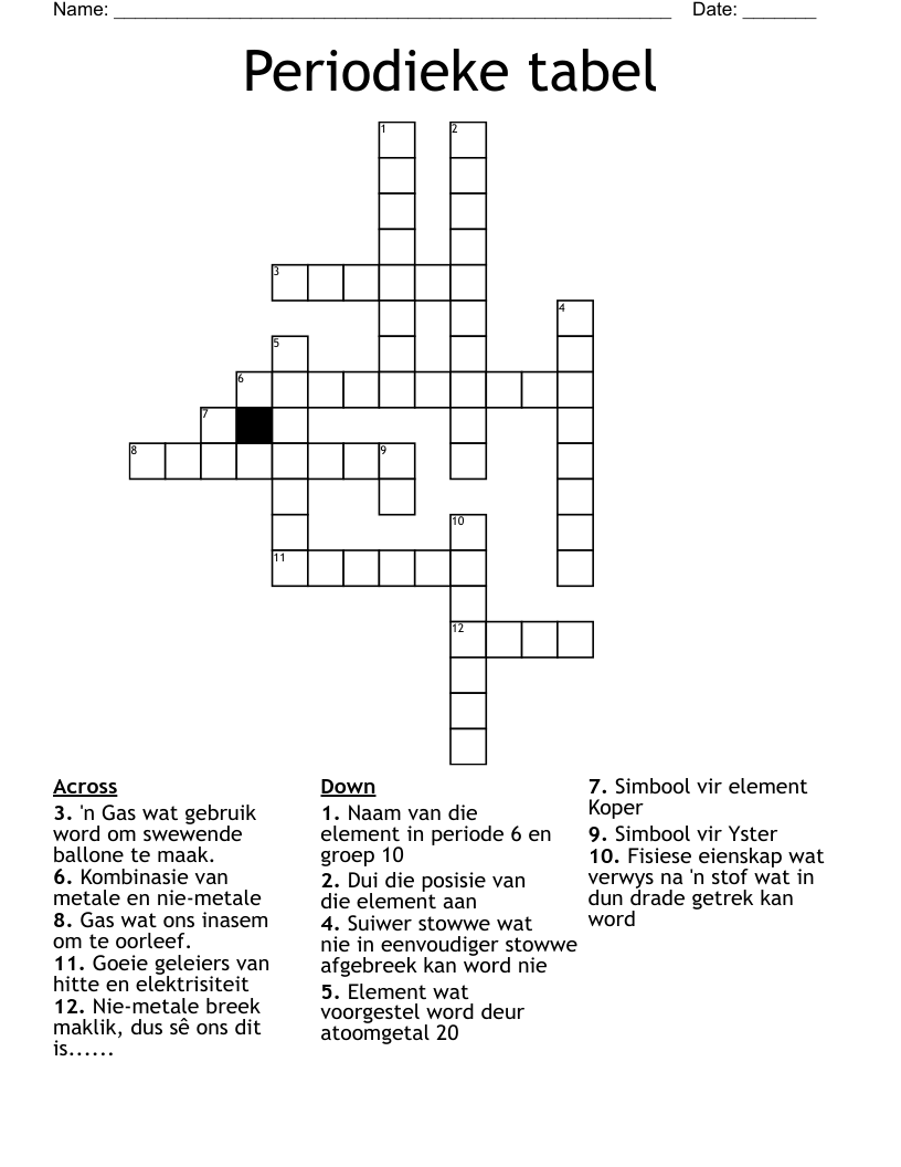 Periodieke tabel Crossword