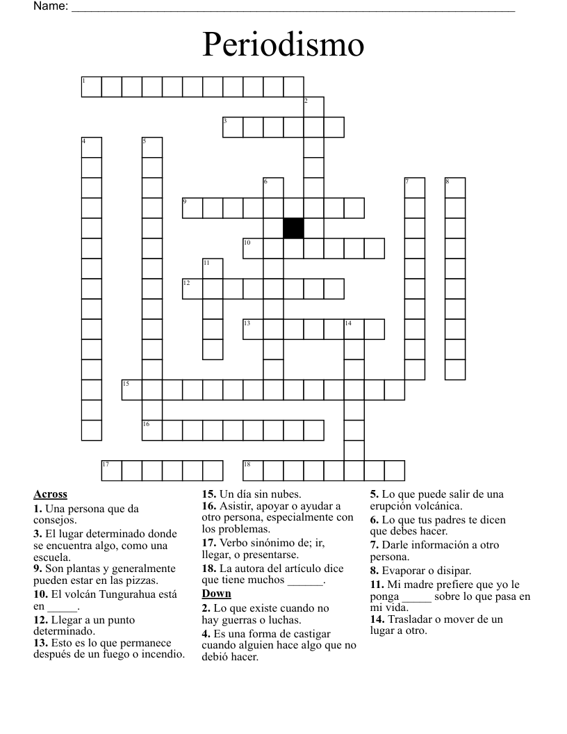 Periodismo Crossword