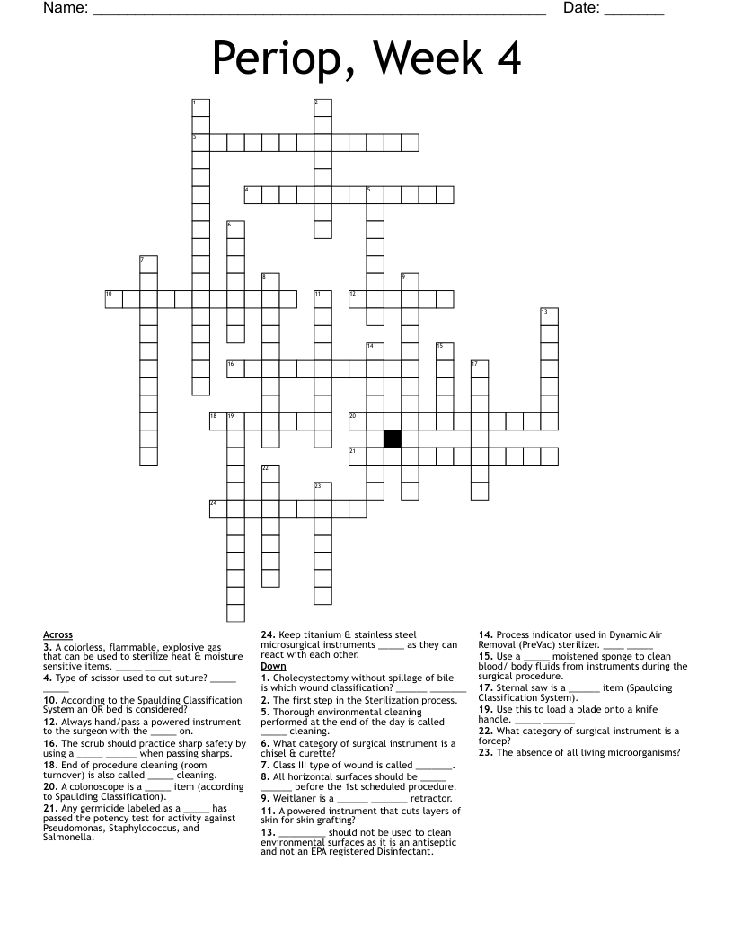 Periop, Week 4 Crossword