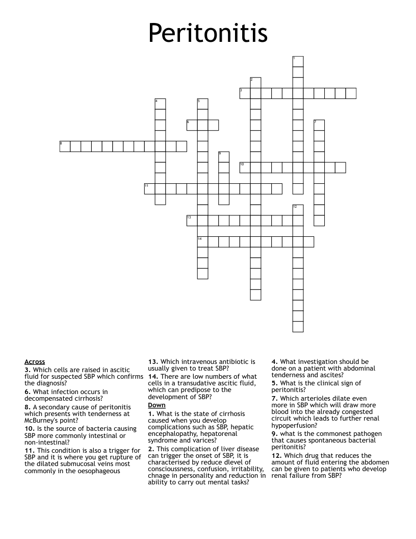 Peritonitis Crossword