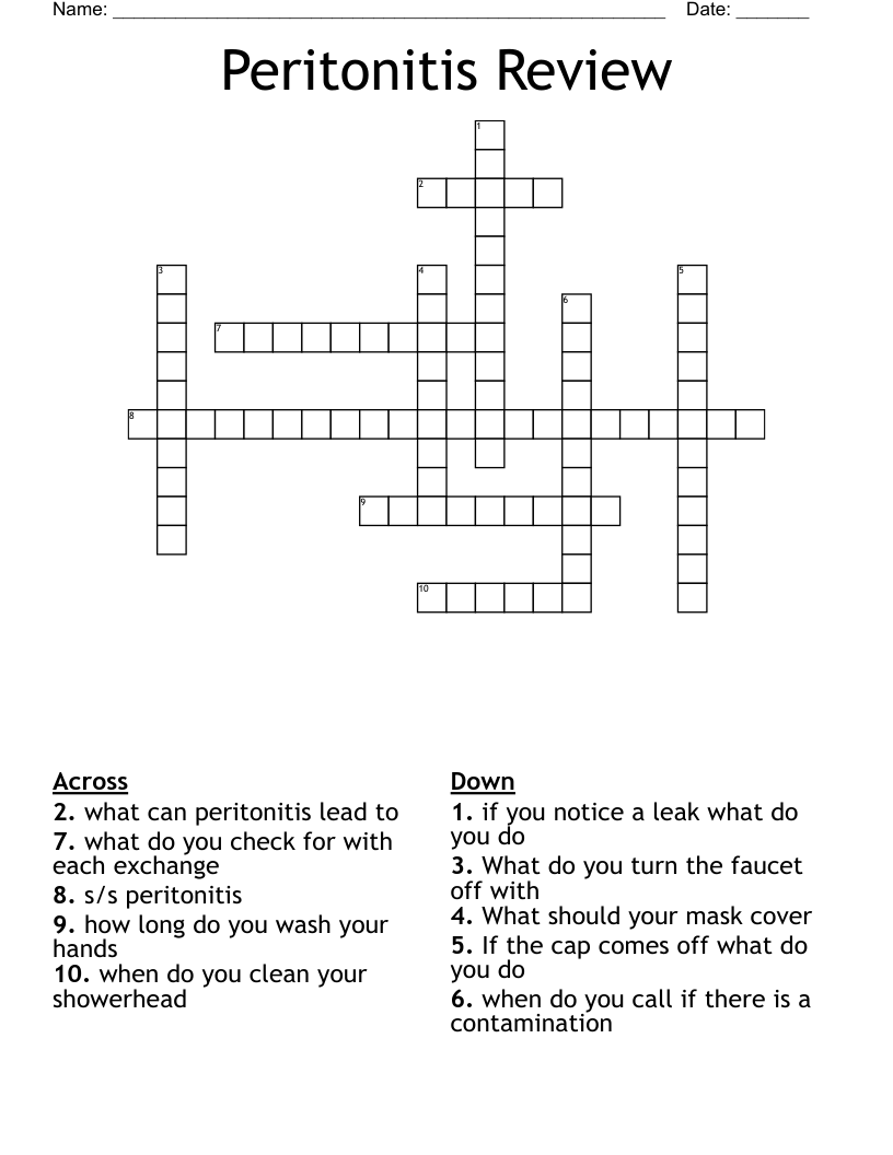 Peritonitis Review Crossword