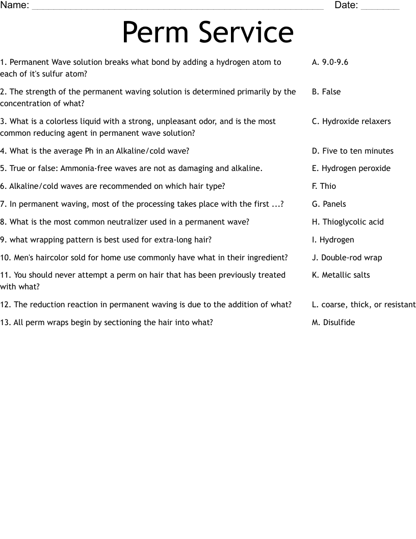 Perm Service Worksheet