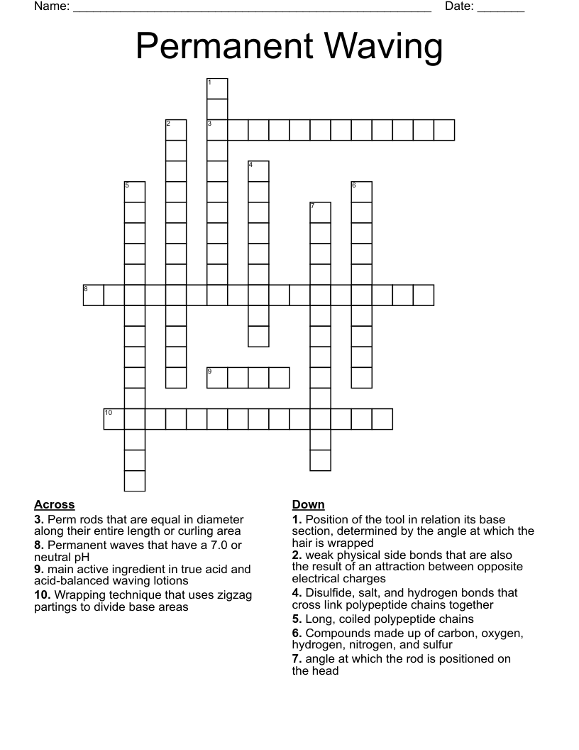 Permanent Waving Crossword
