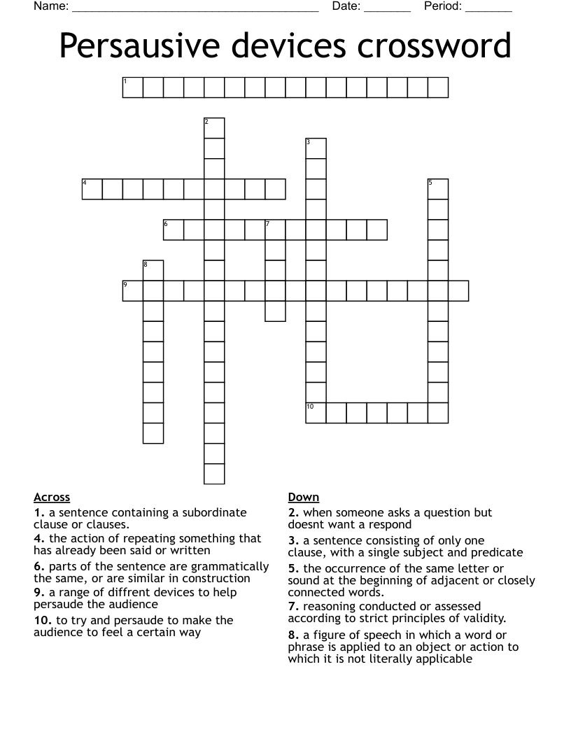 Persausive devices crossword