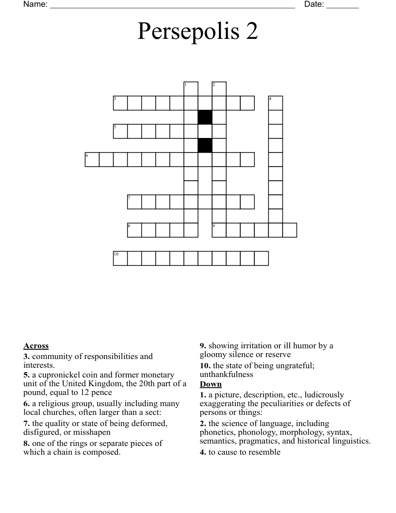 Persepolis 2 Crossword