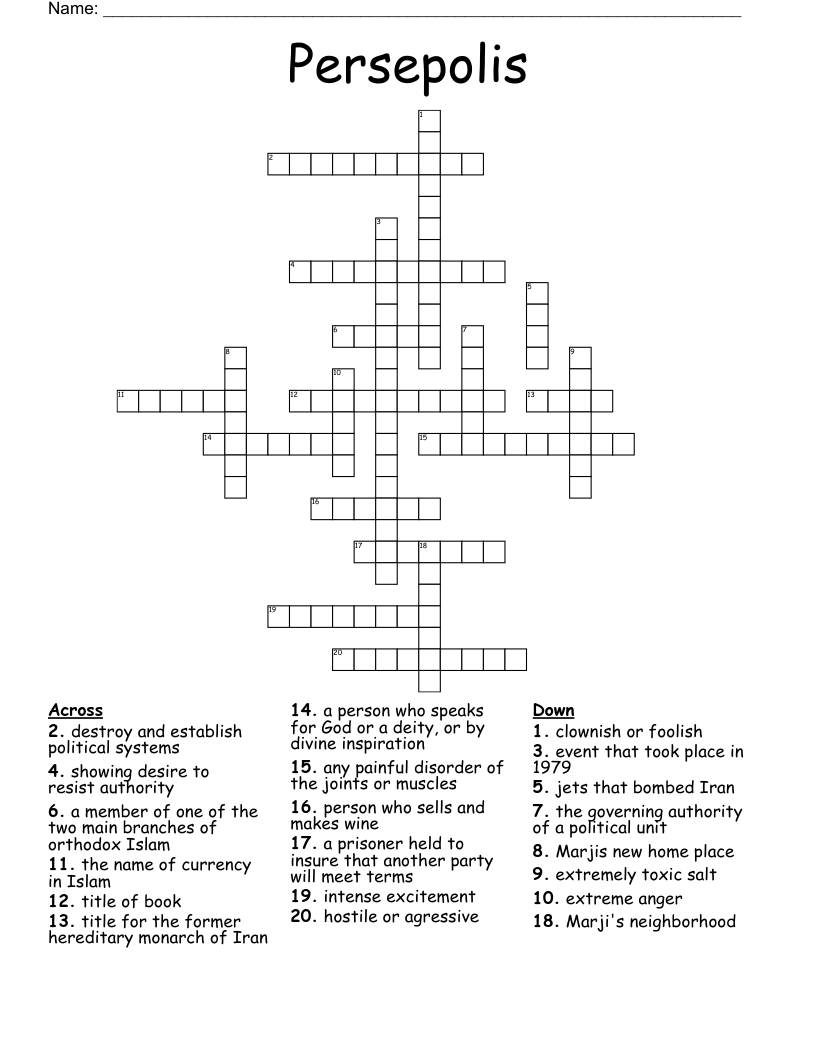 Persepolis Crossword