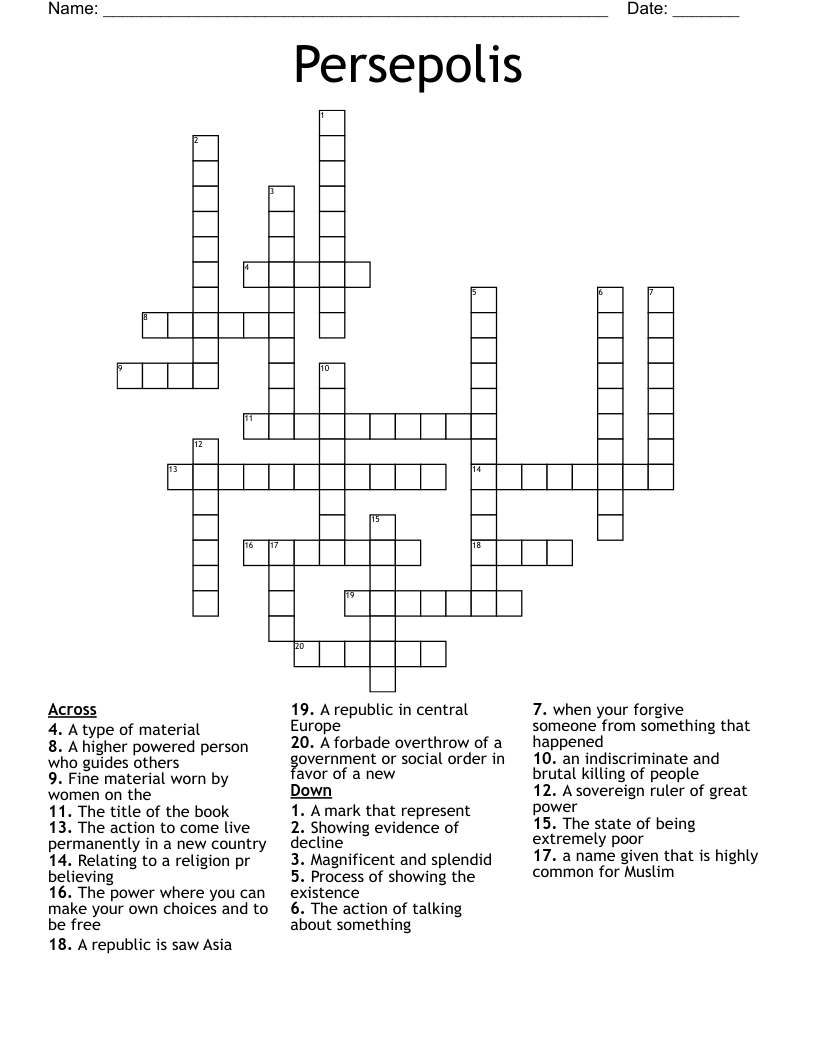 Persepolis Crossword