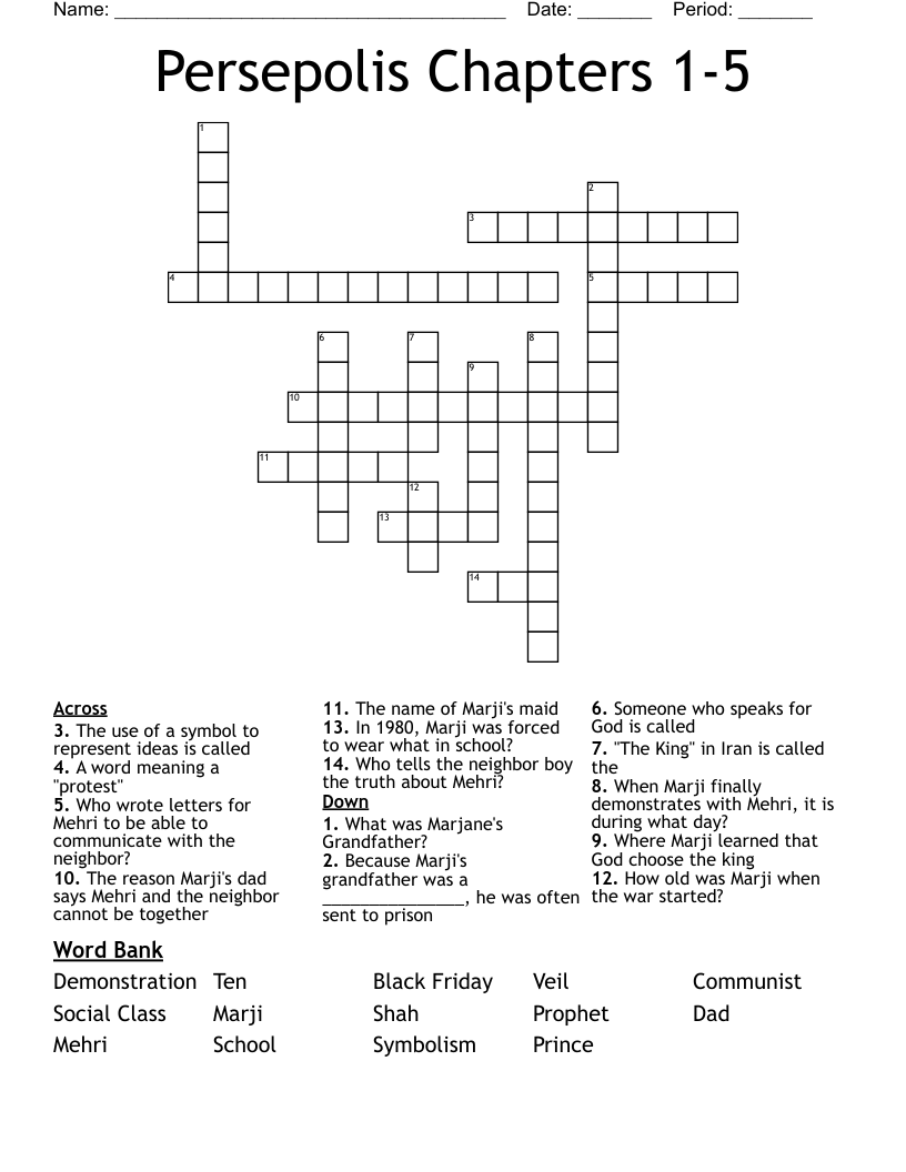 Persepolis Chapters 1-5  Crossword