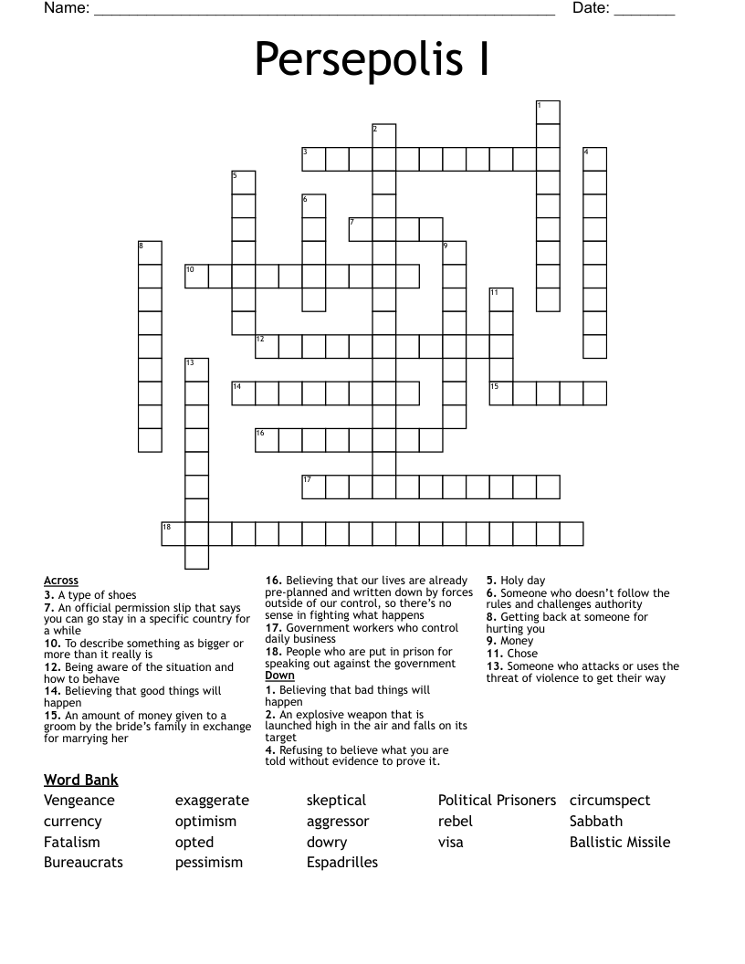 Persepolis I Crossword