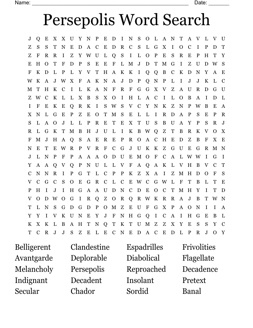 Persepolis Word Search 