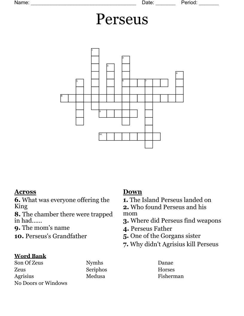 Perseus Crossword