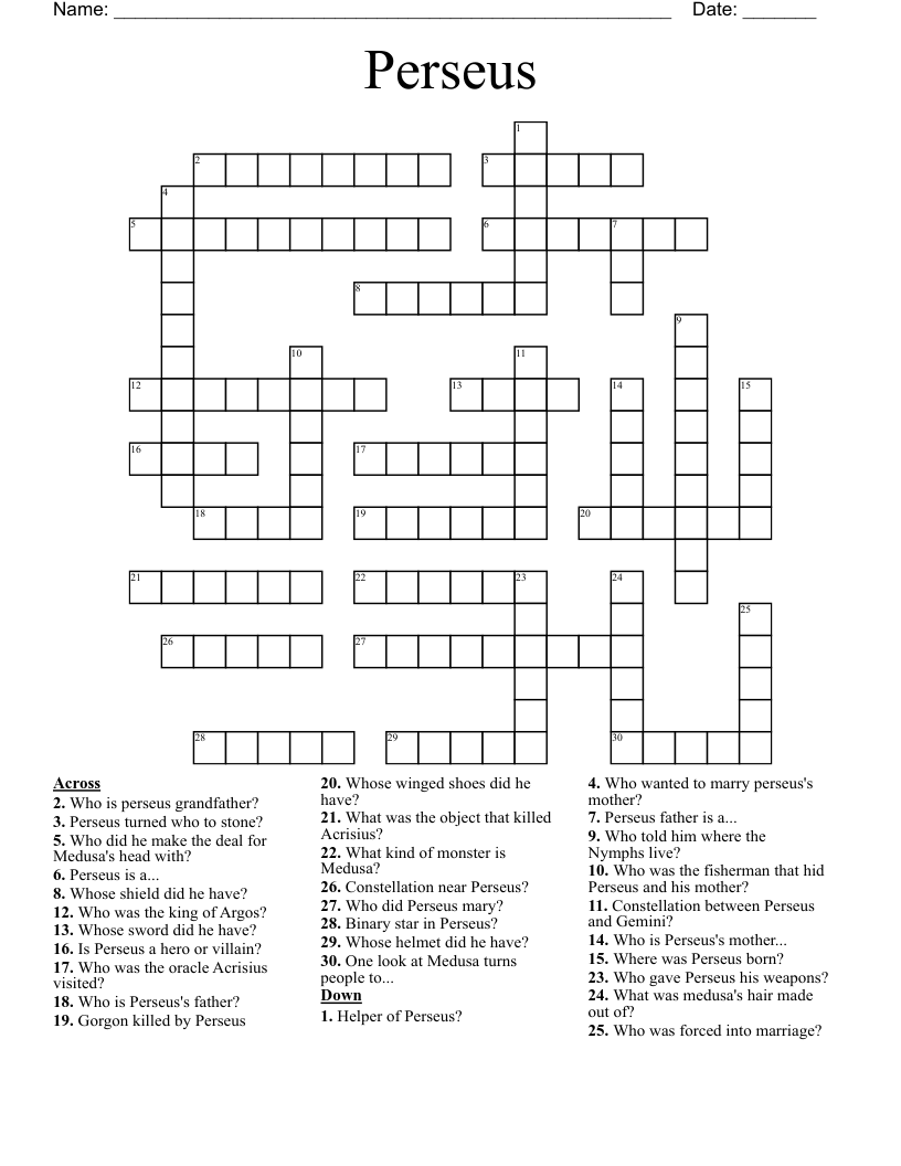 Perseus Crossword