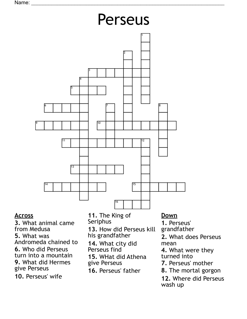 Perseus Crossword