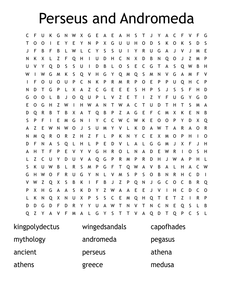 Perseus and Andromeda Word Search