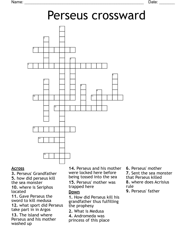 Perseus crossward Crossword