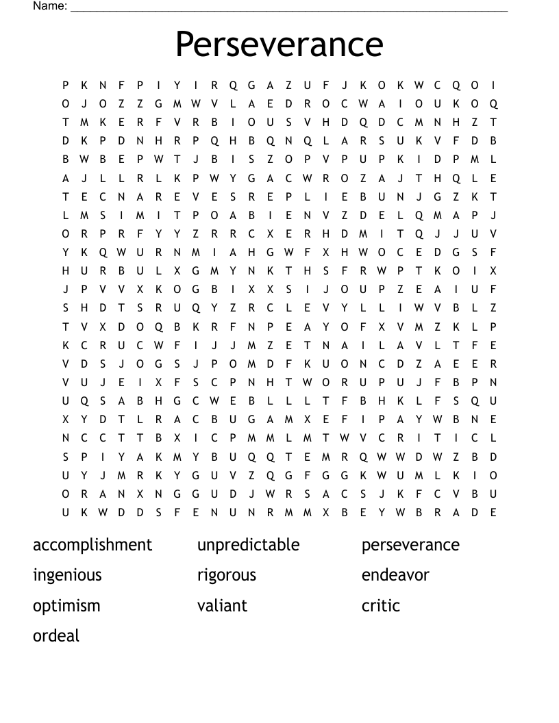 Perseverance Word Search