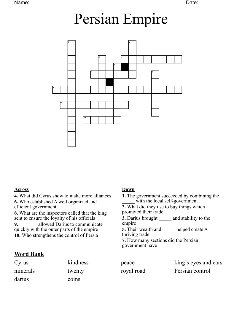 Persian Empire Crossword