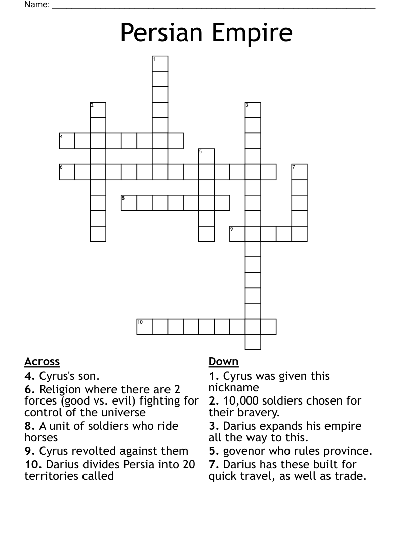 Persian Empire Crossword