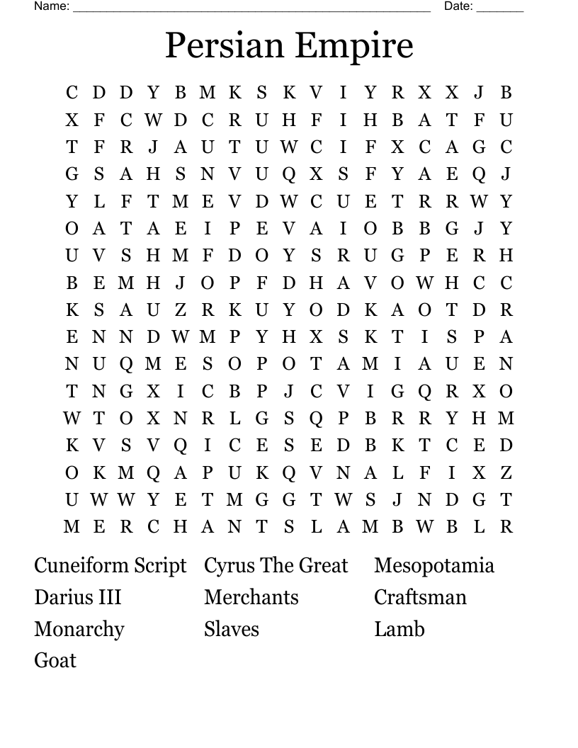 Persian Empire Word Search