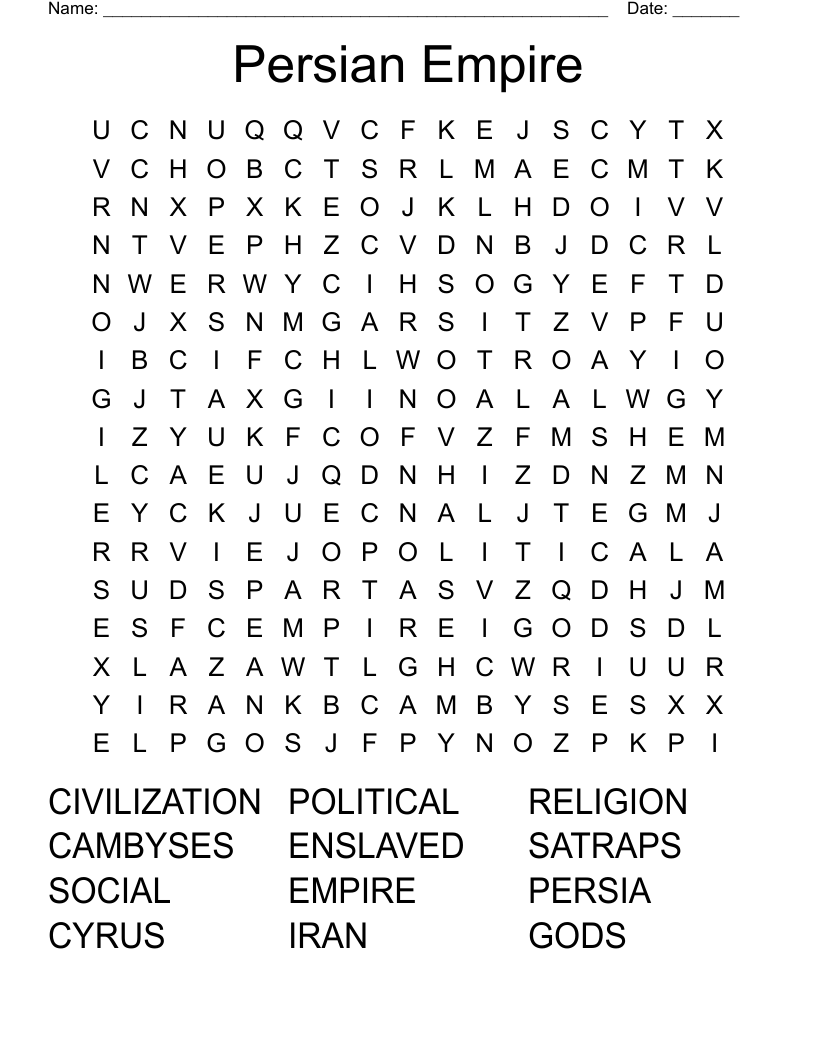 Persian Empire  Word Search