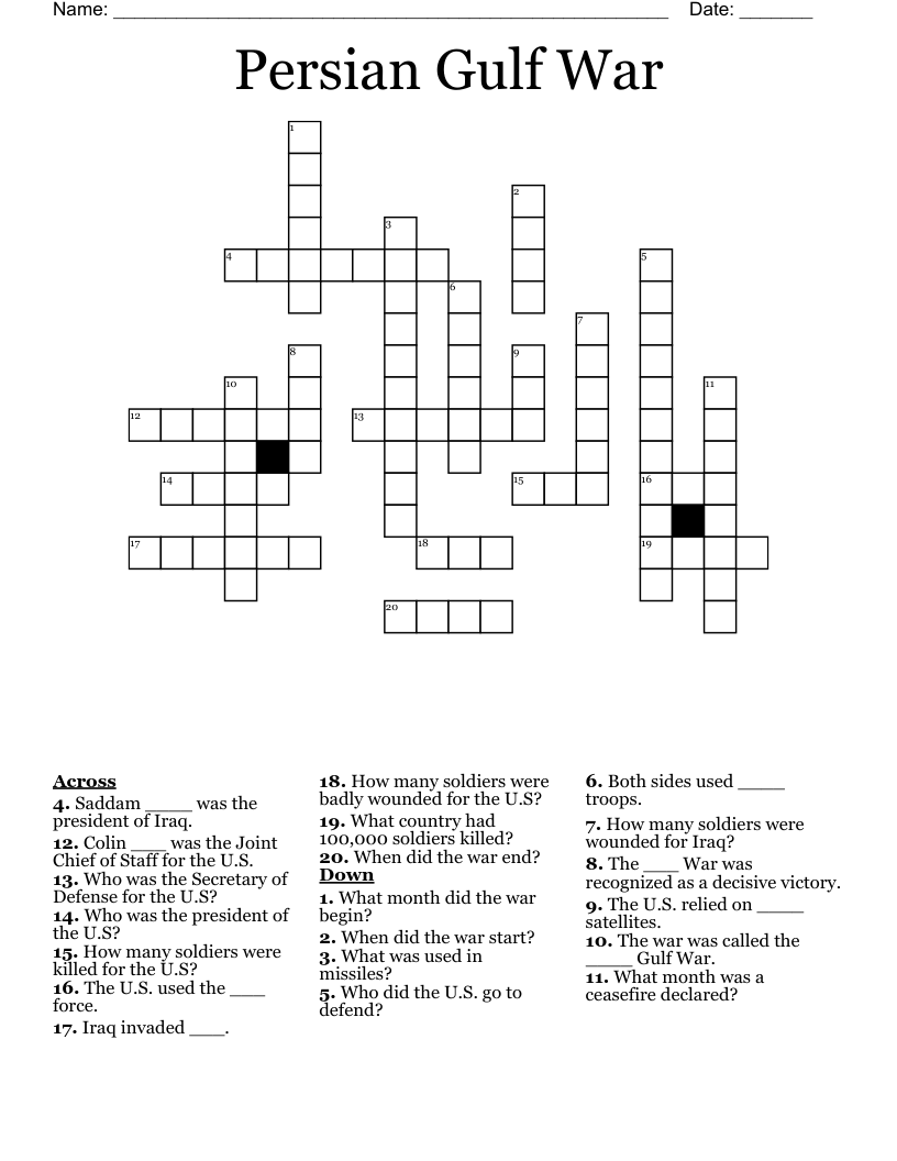 Persian Gulf War Crossword