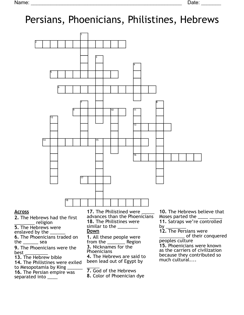 Persians, Phoenicians, Philistines, Hebrews Crossword