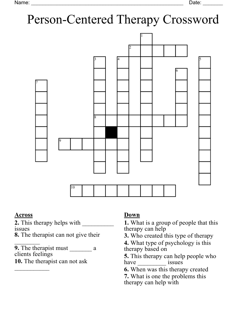 Person-Centered Therapy Crossword 