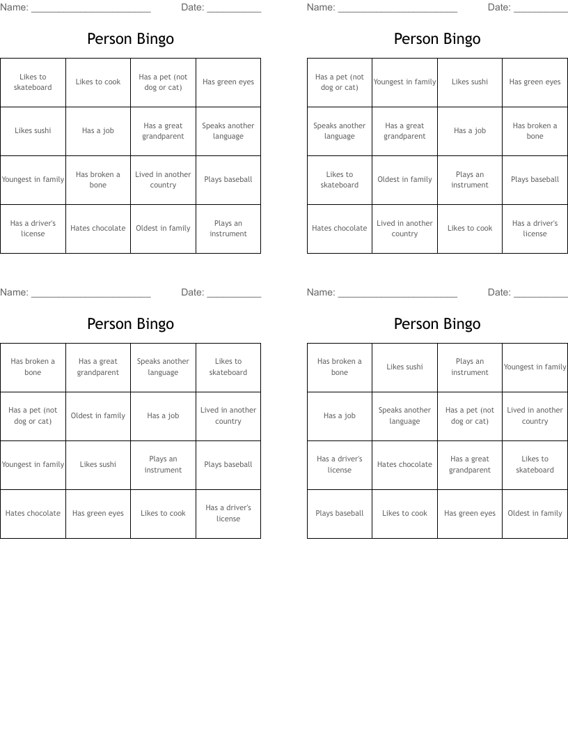 Person Bingo