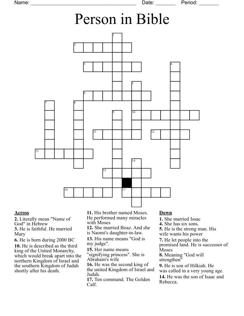 Person in Bible Crossword